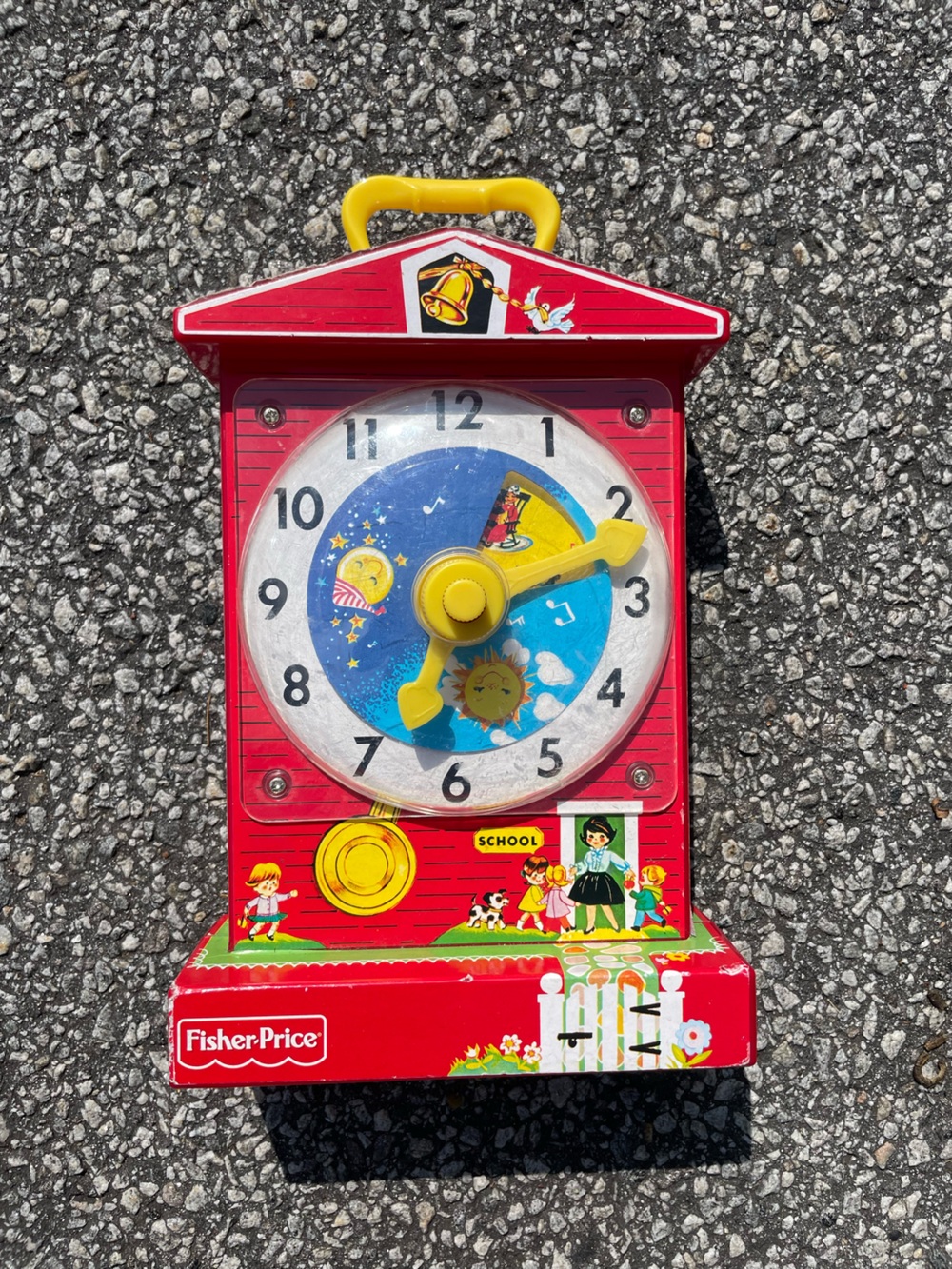 Fisher-Price Red and Yellow Learning Clock Toy vintage